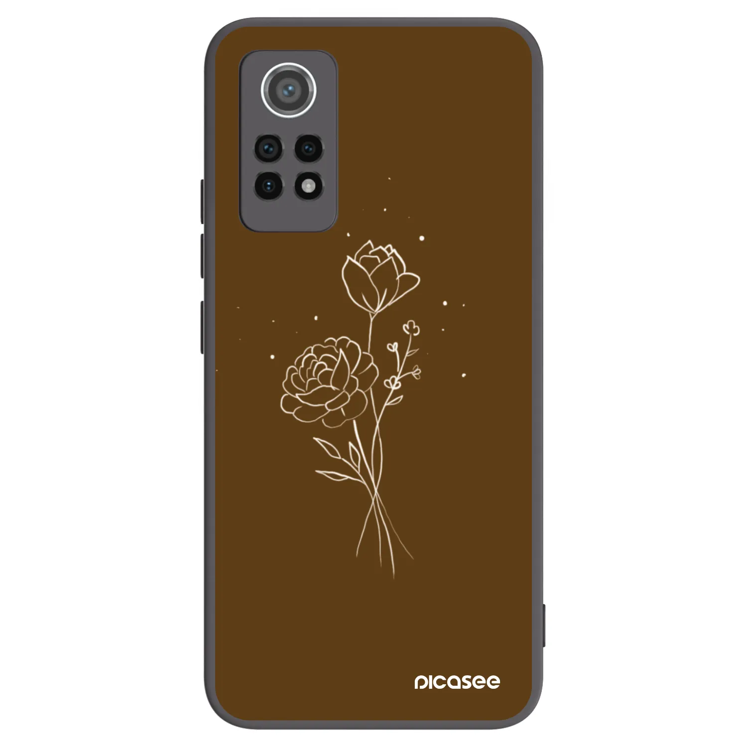 Picasee crna silikonska maskica za Xiaomi Redmi Note 12 Pro 4G - Brown flowers