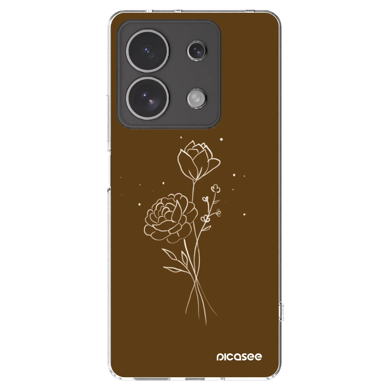 Picasee silikonska prozirna maskica za Xiaomi Redmi Note 13 4G - Brown flowers