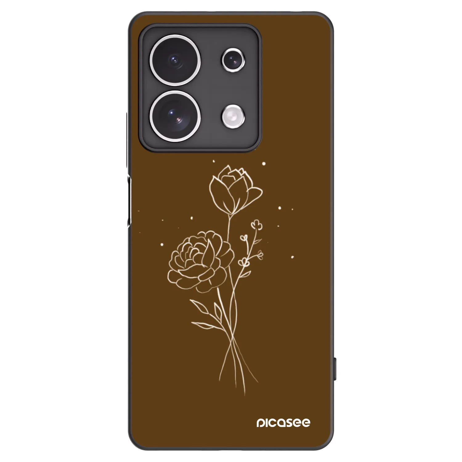 Picasee crna silikonska maskica za Xiaomi Redmi Note 13 4G - Brown flowers