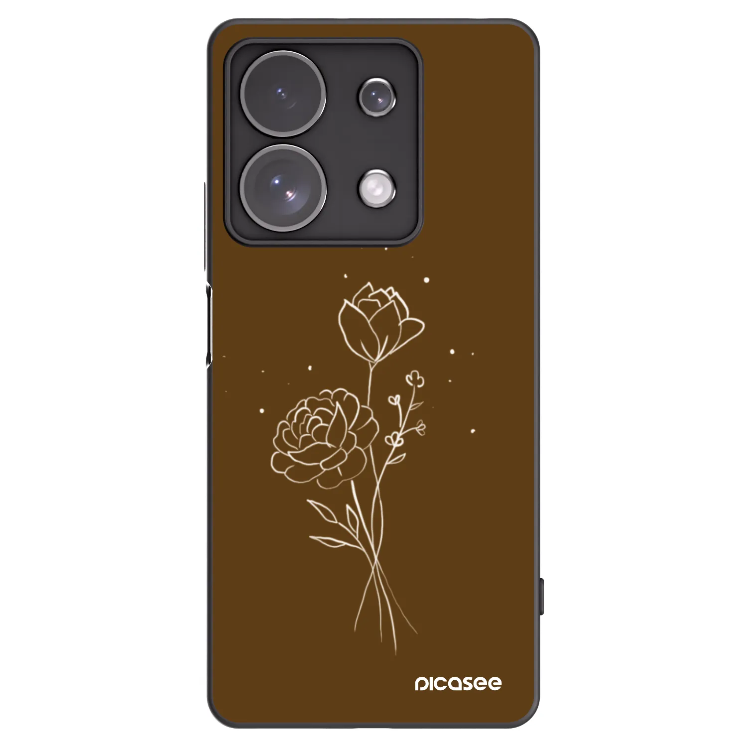 Picasee crna silikonska maskica za Xiaomi Redmi Note 13 Pro 4G - Brown flowers