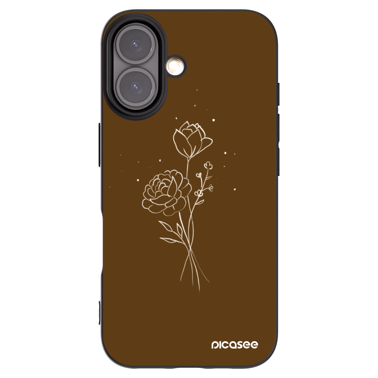 Picasee crna silikonska maskica za Apple iPhone 16 - Brown flowers