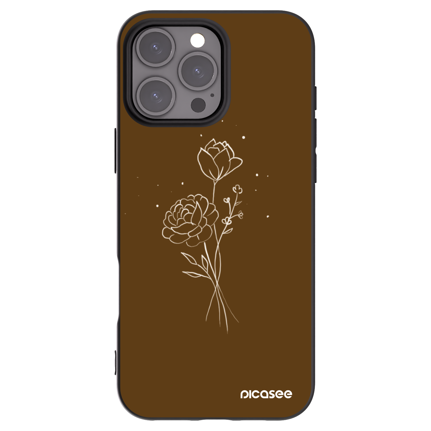 Picasee crna silikonska maskica za Apple iPhone 16 Pro Max - Brown flowers