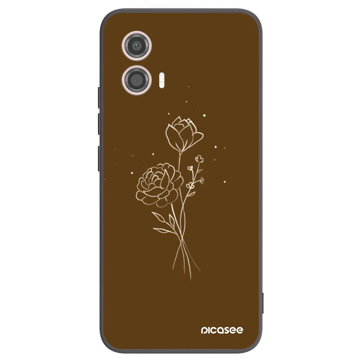 Picasee crna silikonska maskica za Motorola Moto G53 5G - Brown flowers