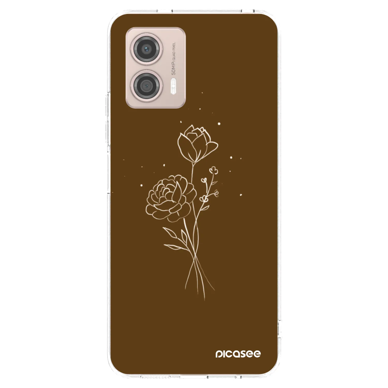 Picasee silikonska prozirna maskica za Motorola Moto G53 5G - Brown flowers