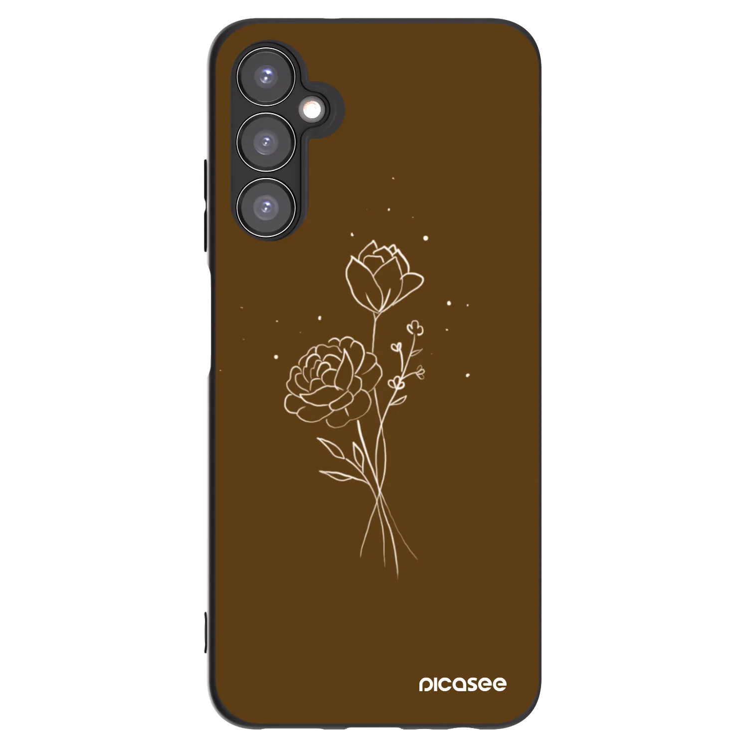 Picasee crna silikonska maskica za Samsung Galaxy A05s A057G - Brown flowers