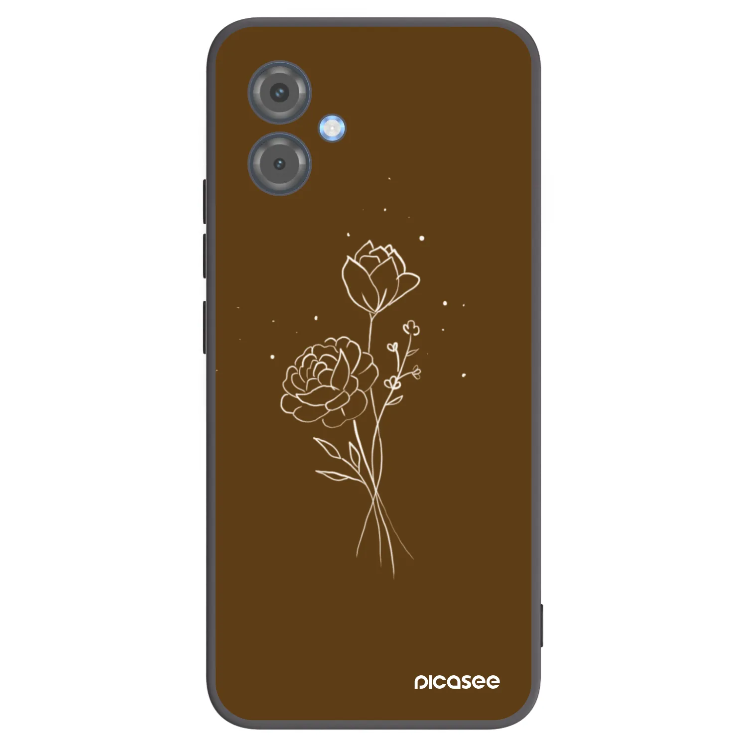 Picasee crna silikonska maskica za Motorola Moto G14 - Brown flowers