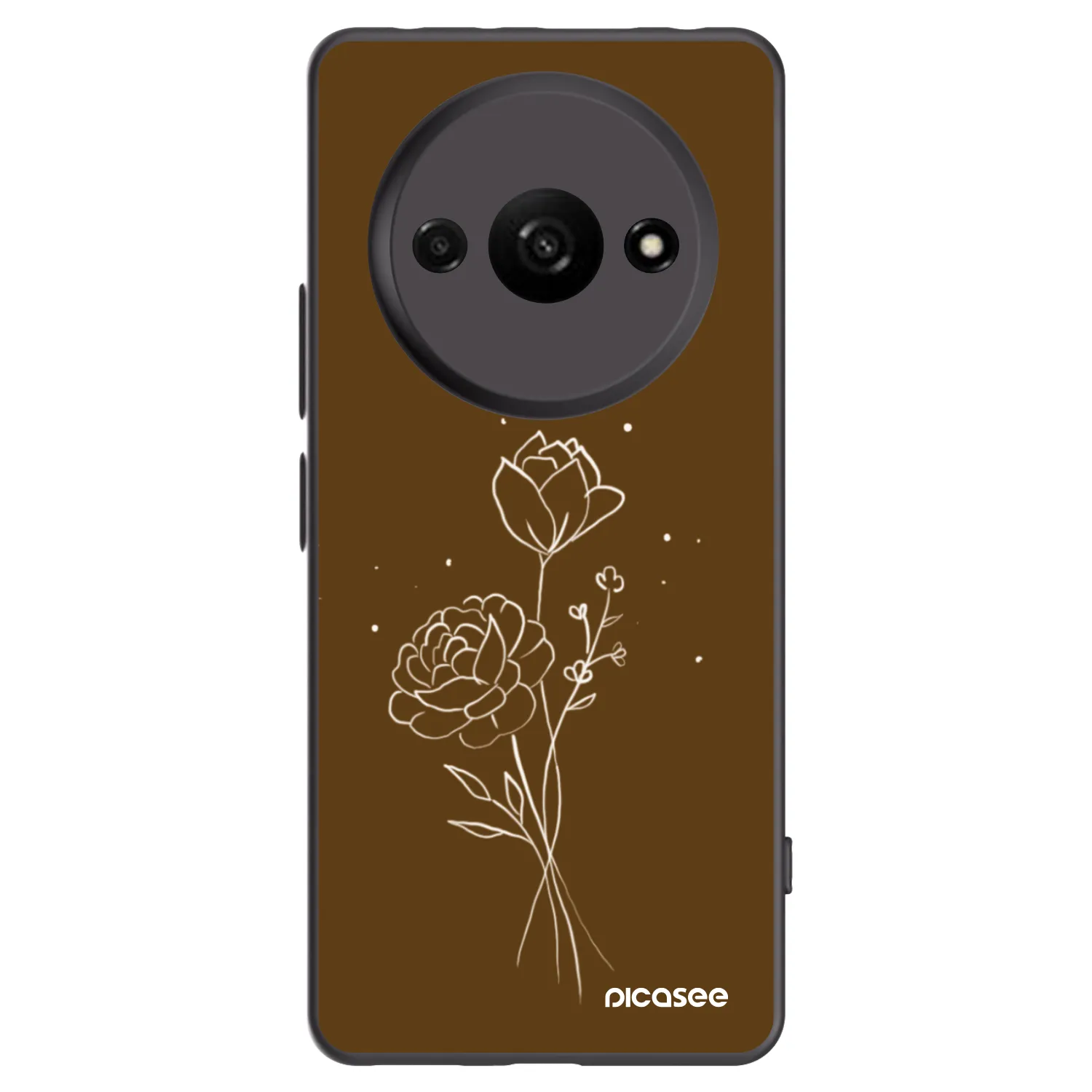 Picasee crna silikonska maskica za Xiaomi Redmi A3 - Brown flowers