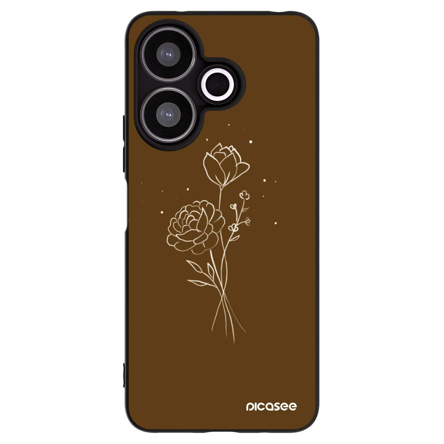 Picasee crna silikonska maskica za Xiaomi Redmi 13 4G - Brown flowers