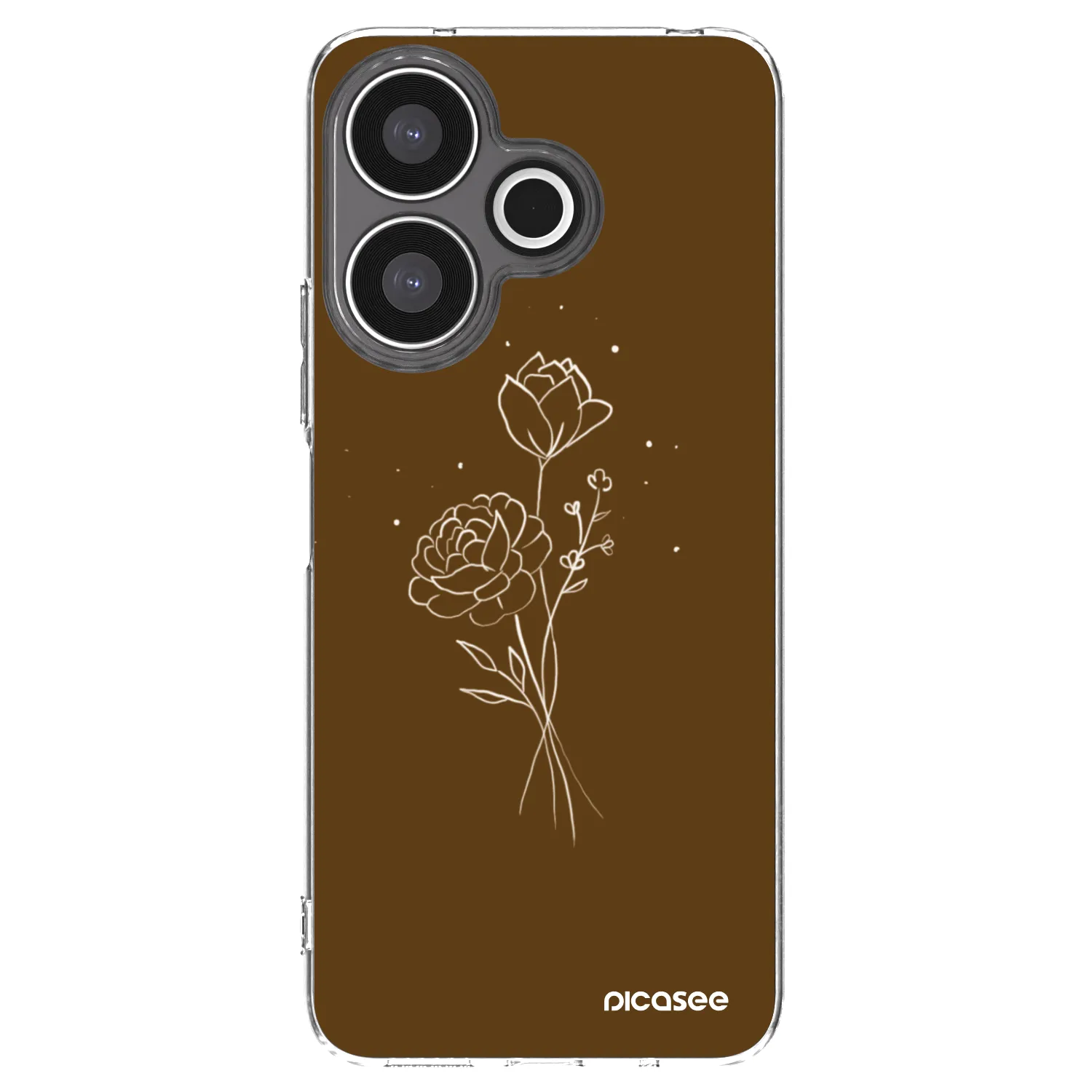Picasee silikonska prozirna maskica za Xiaomi Redmi 13 4G - Brown flowers
