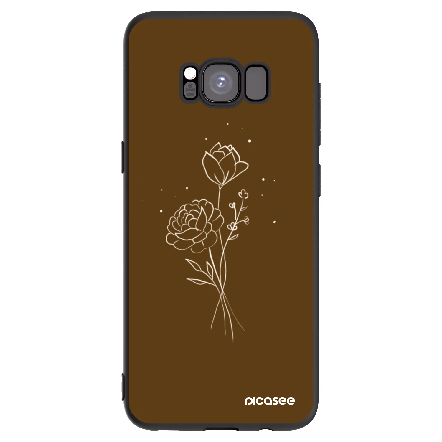 Picasee crna silikonska maskica za Samsung Galaxy S8 G950F - Brown flowers