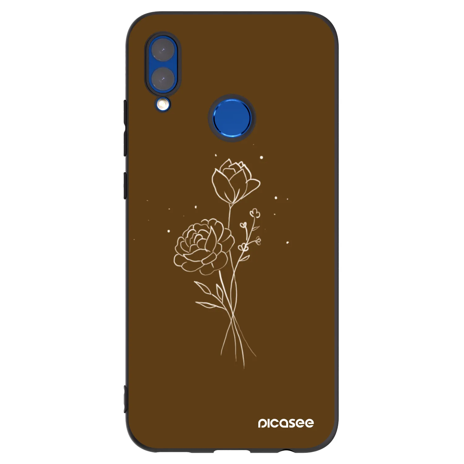 Picasee crna silikonska maskica za Honor 10 Lite - Brown flowers