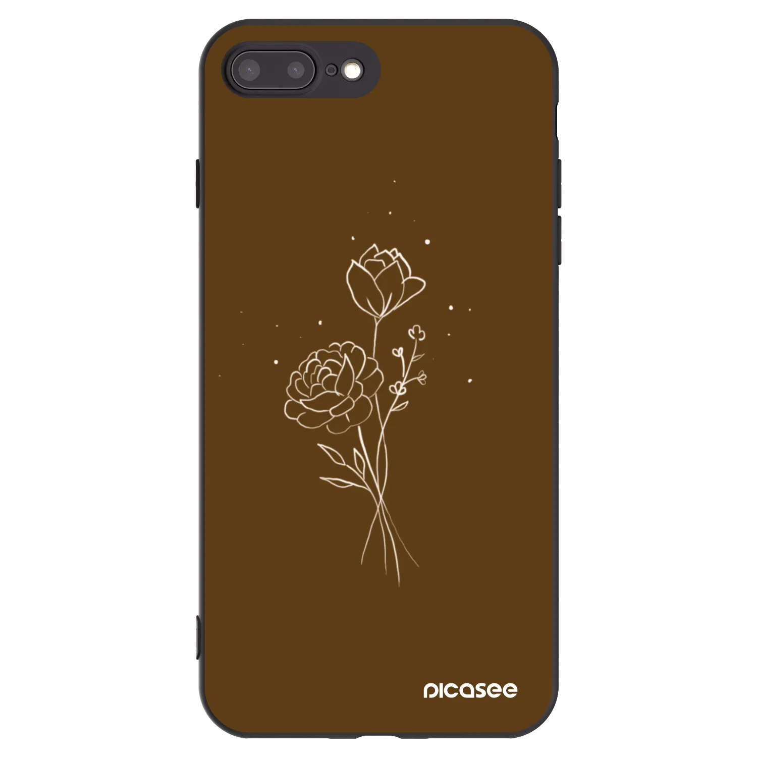 Picasee crna silikonska maskica za Apple iPhone 7 Plus - Brown flowers