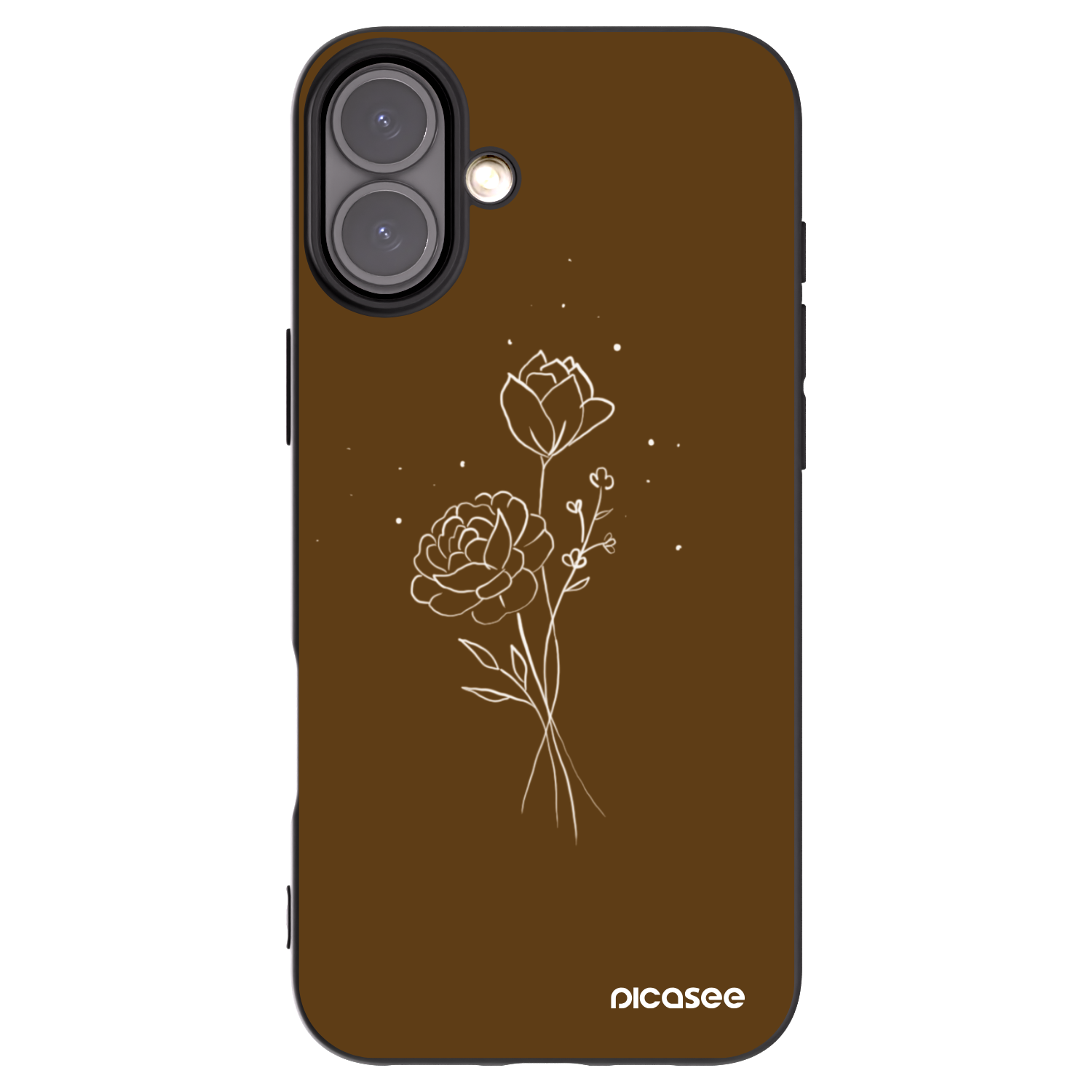 Picasee crna silikonska maskica za Apple iPhone 16 Plus - Brown flowers