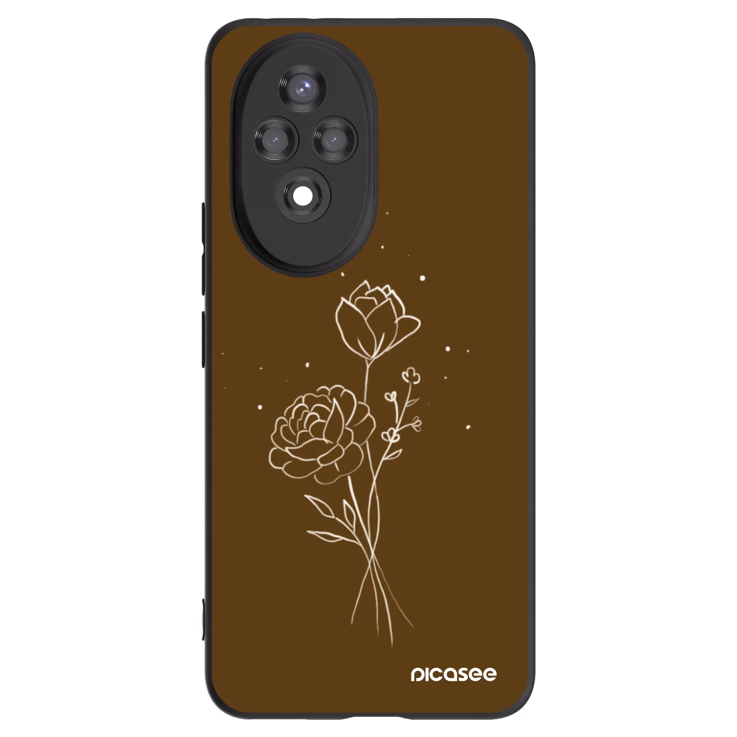 Picasee crna silikonska maskica za Honor 200 5G - Brown flowers