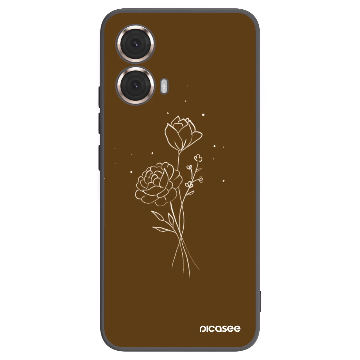 Picasee crna silikonska maskica za Motorola Moto G85 - Brown flowers