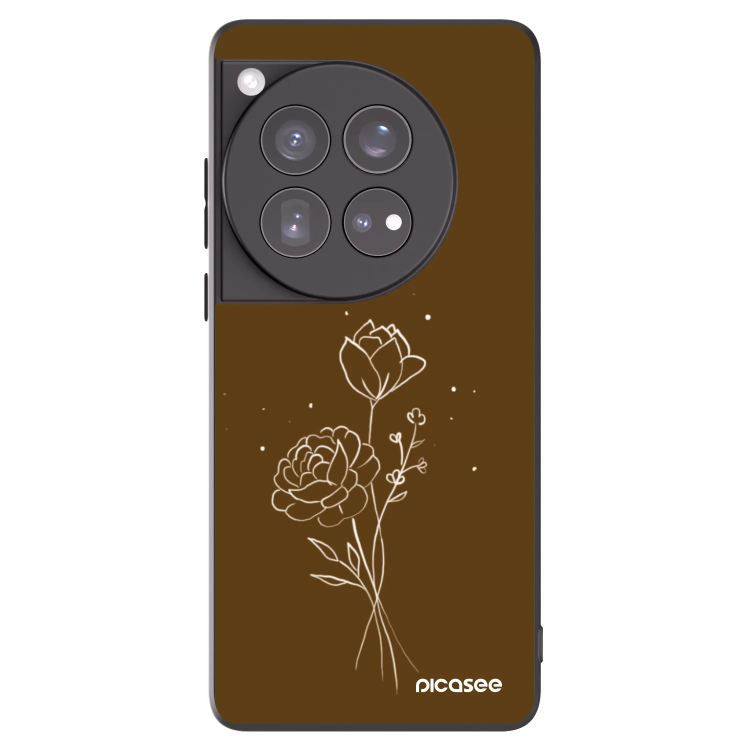Picasee crna silikonska maskica za OnePlus 12 5G - Brown flowers