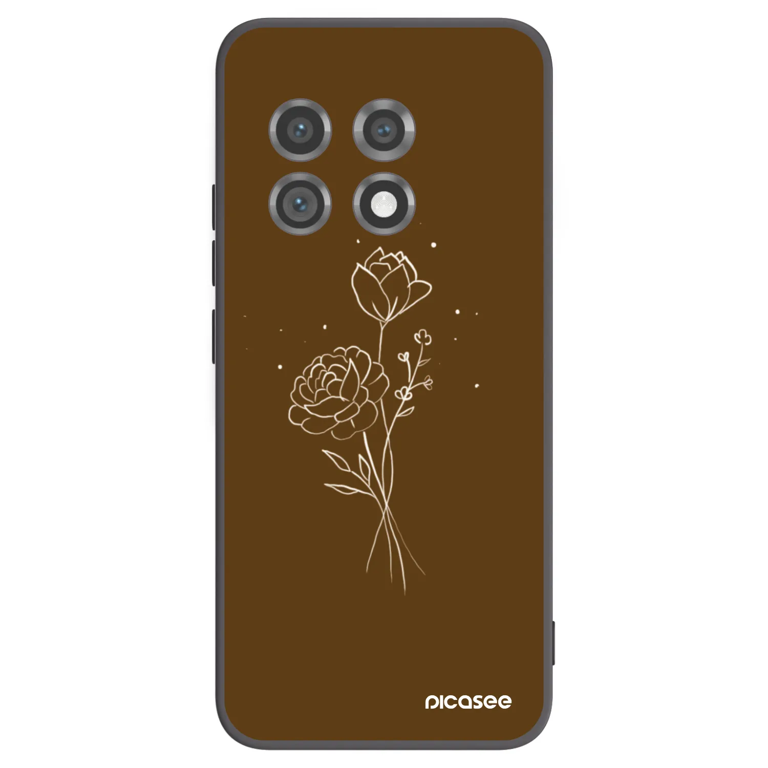 Picasee crna silikonska maskica za OnePlus 11 5G - Brown flowers