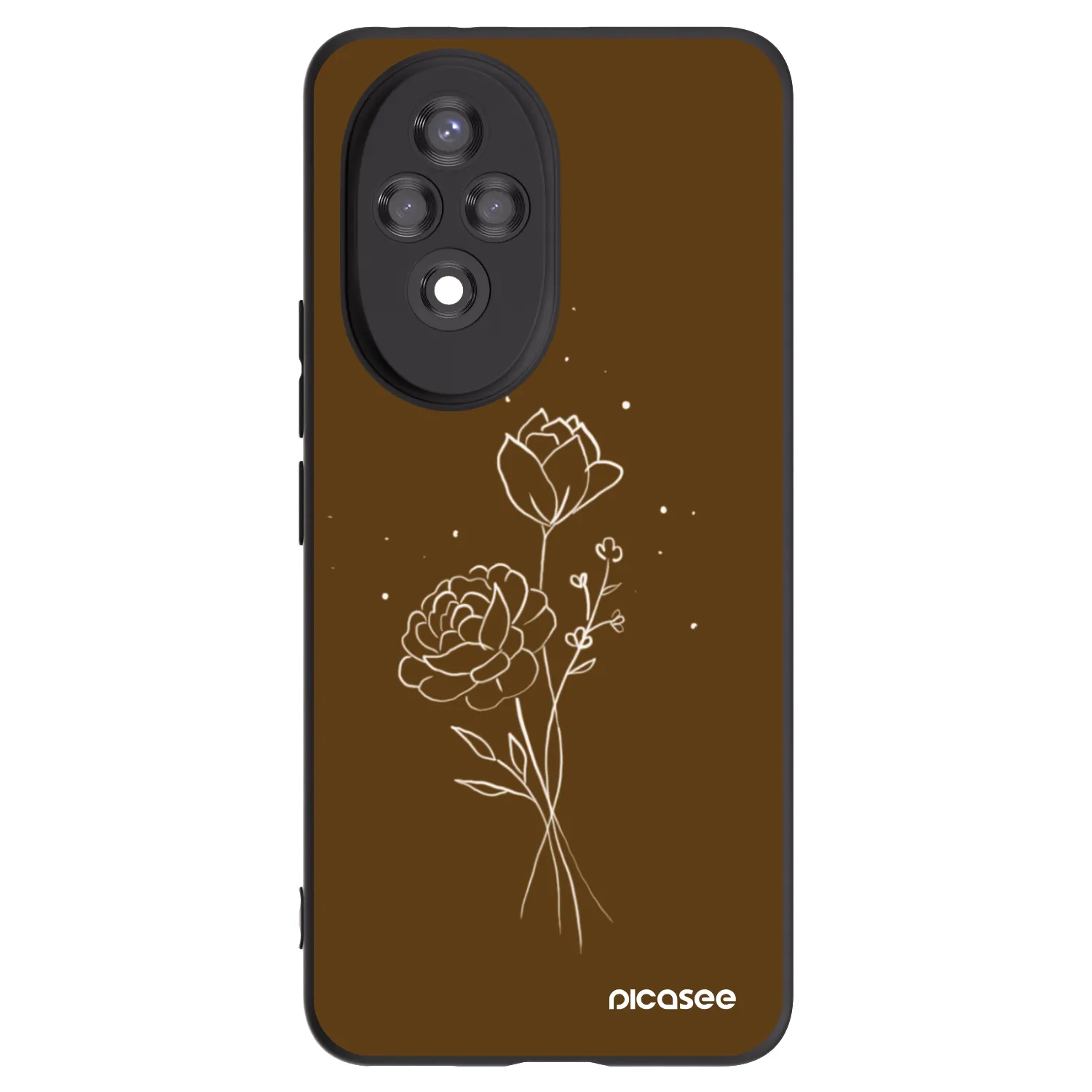Picasee crna silikonska maskica za Honor 200 Pro 5G - Brown flowers