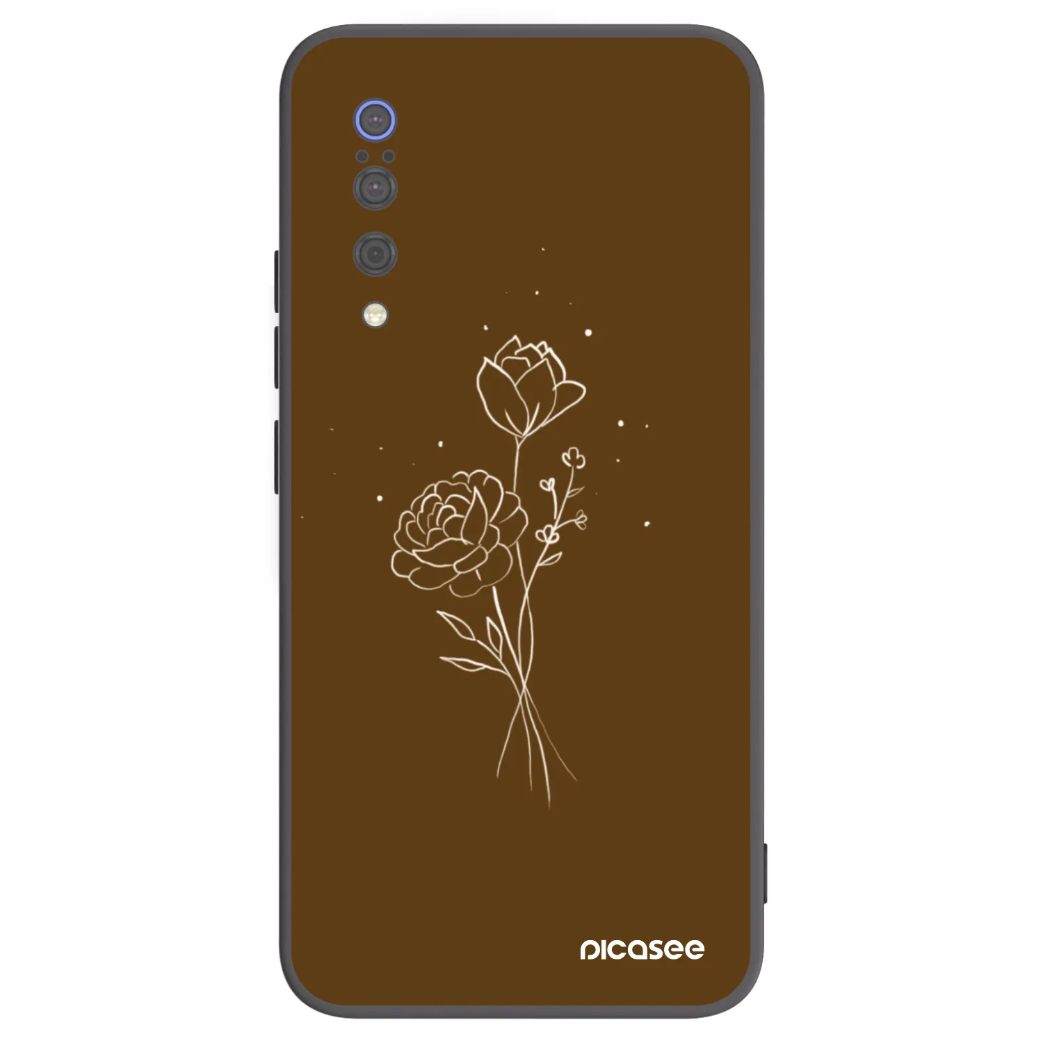 Picasee crna silikonska maskica za Xiaomi Mi 9 - Brown flowers