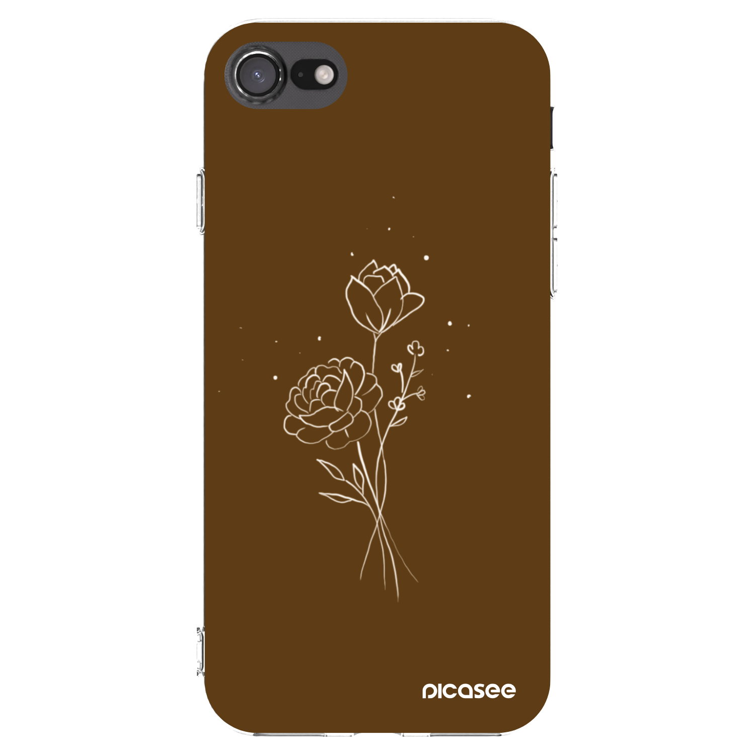 Picasee silikonska prozirna maskica za Apple iPhone 7 - Brown flowers