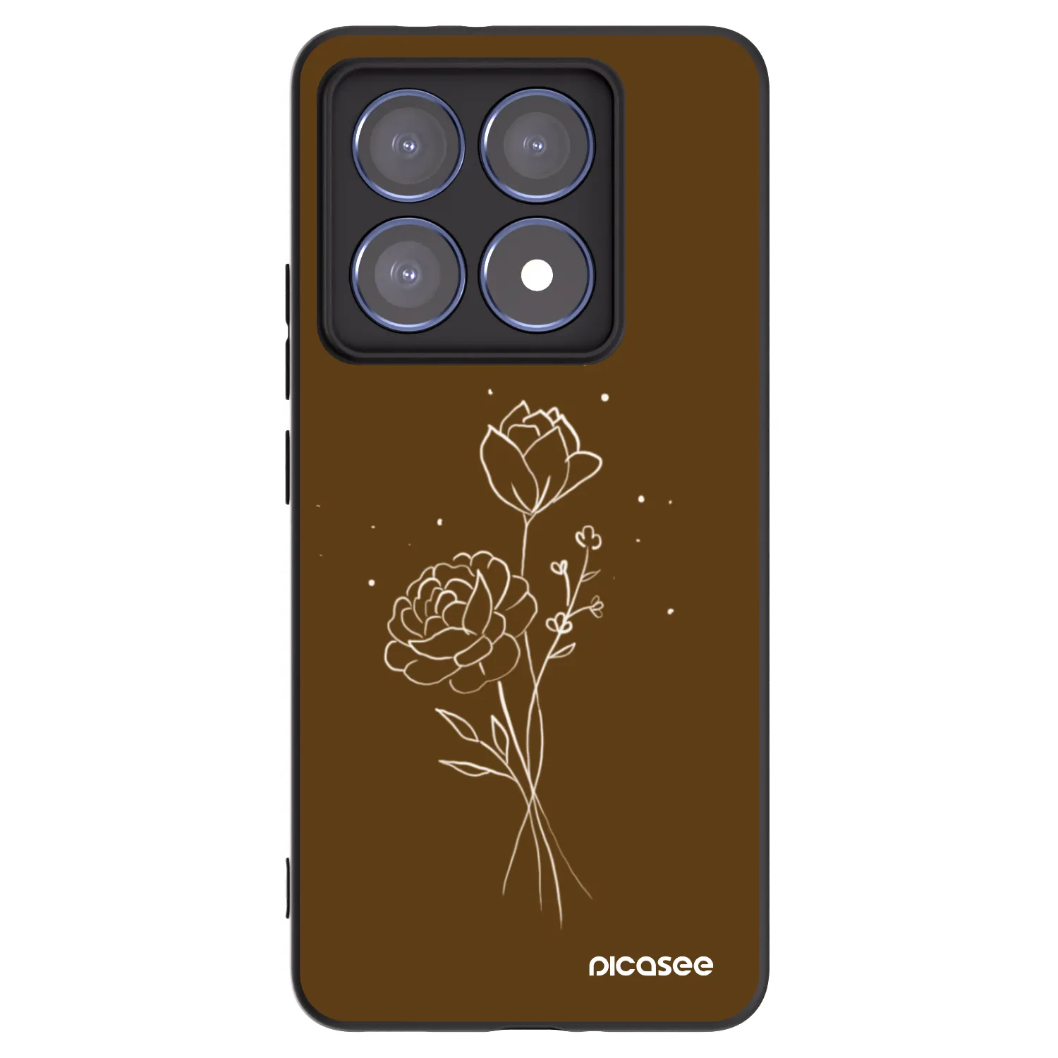 Picasee crna silikonska maskica za Xiaomi 14T Pro - Brown flowers