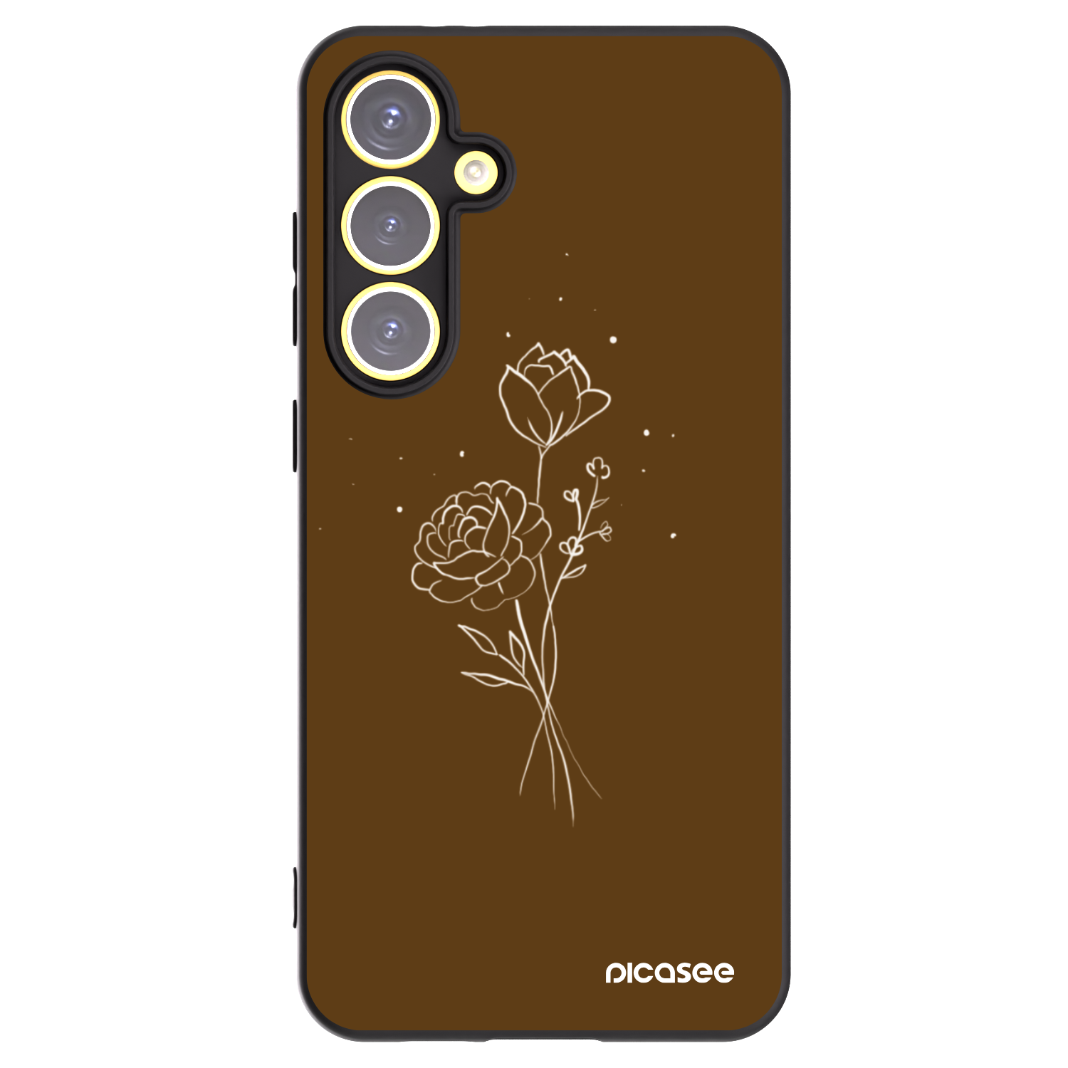 Picasee crna silikonska maskica za Samsung Galaxy S24 FE S721B - Brown flowers