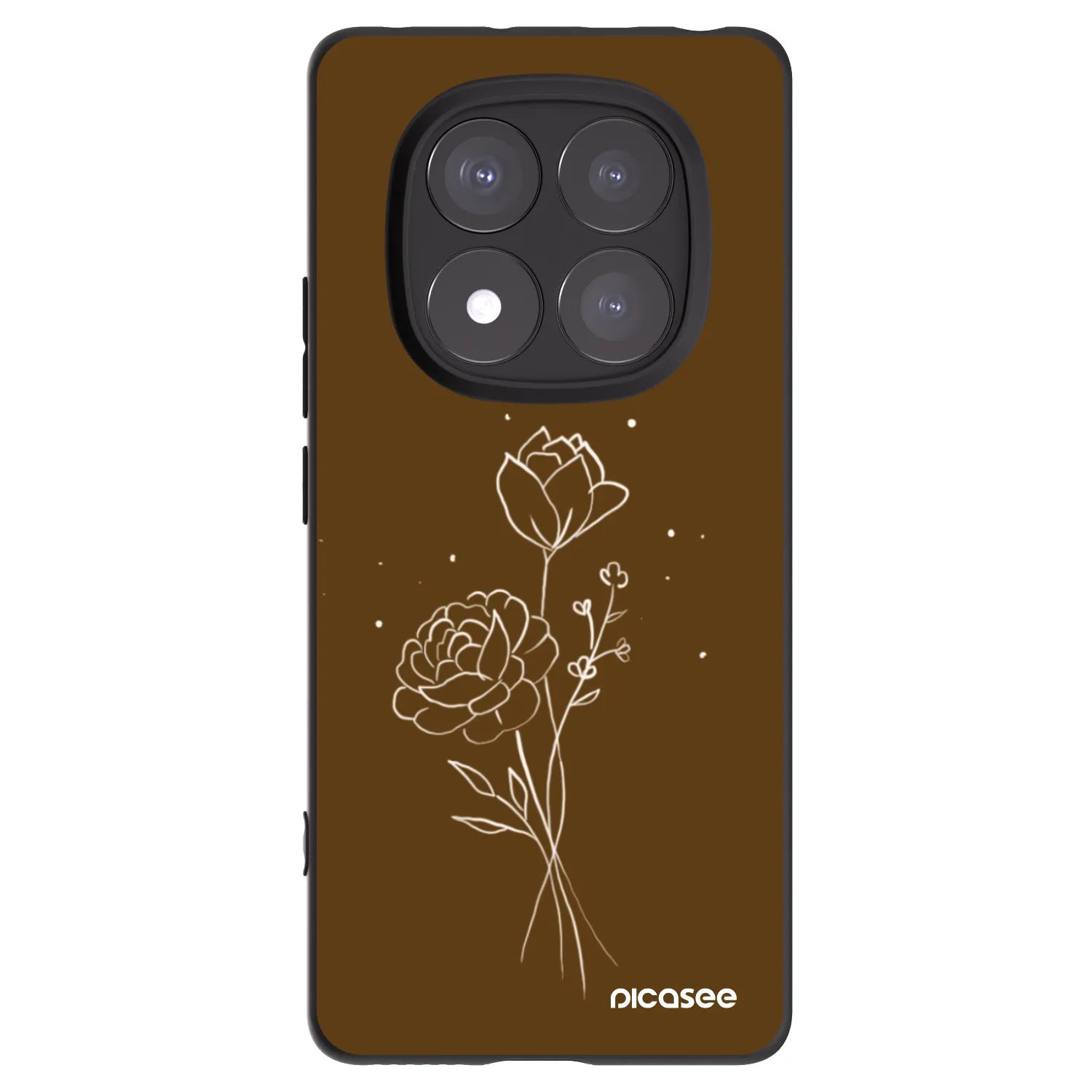 Picasee crna silikonska maskica za Xiaomi Redmi Note 14 Pro+ 5G - Brown flowers