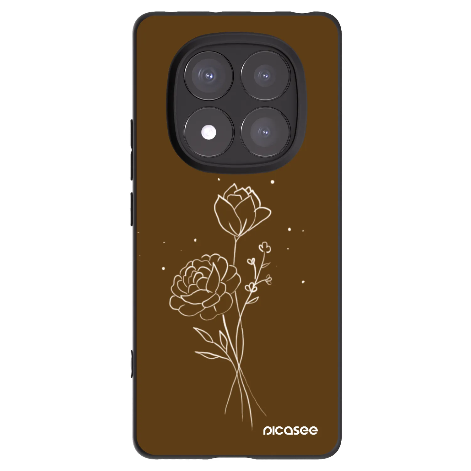 Picasee crna silikonska maskica za Xiaomi Redmi Note 14 Pro 5G - Brown flowers