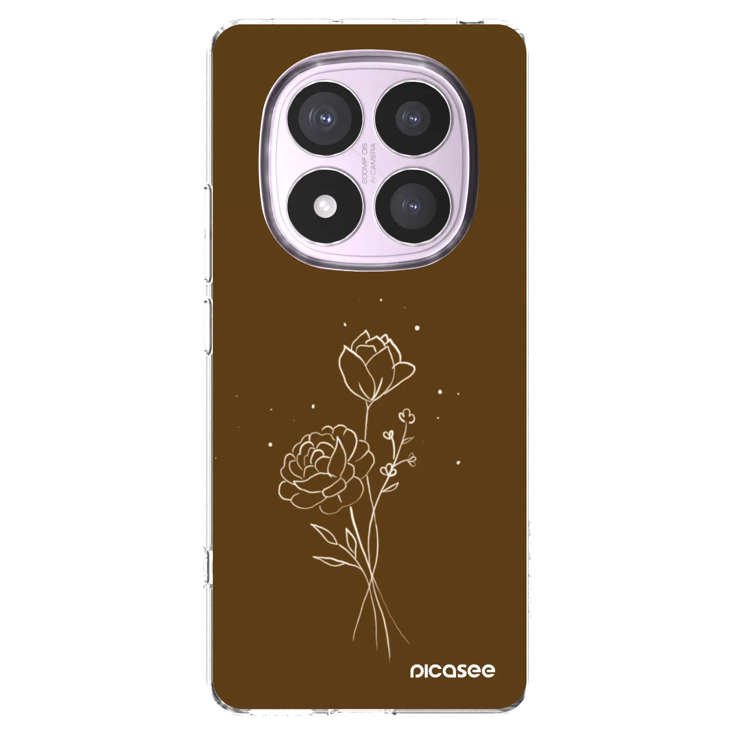 Picasee silikonska prozirna maskica za Xiaomi Redmi Note 14 Pro 5G - Brown flowers