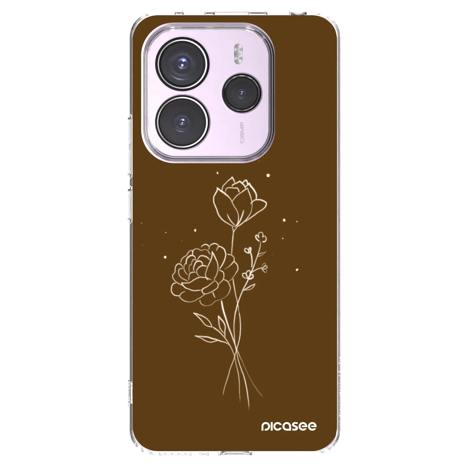 Picasee silikonska prozirna maskica za Xiaomi Redmi Note 14 5G - Brown flowers