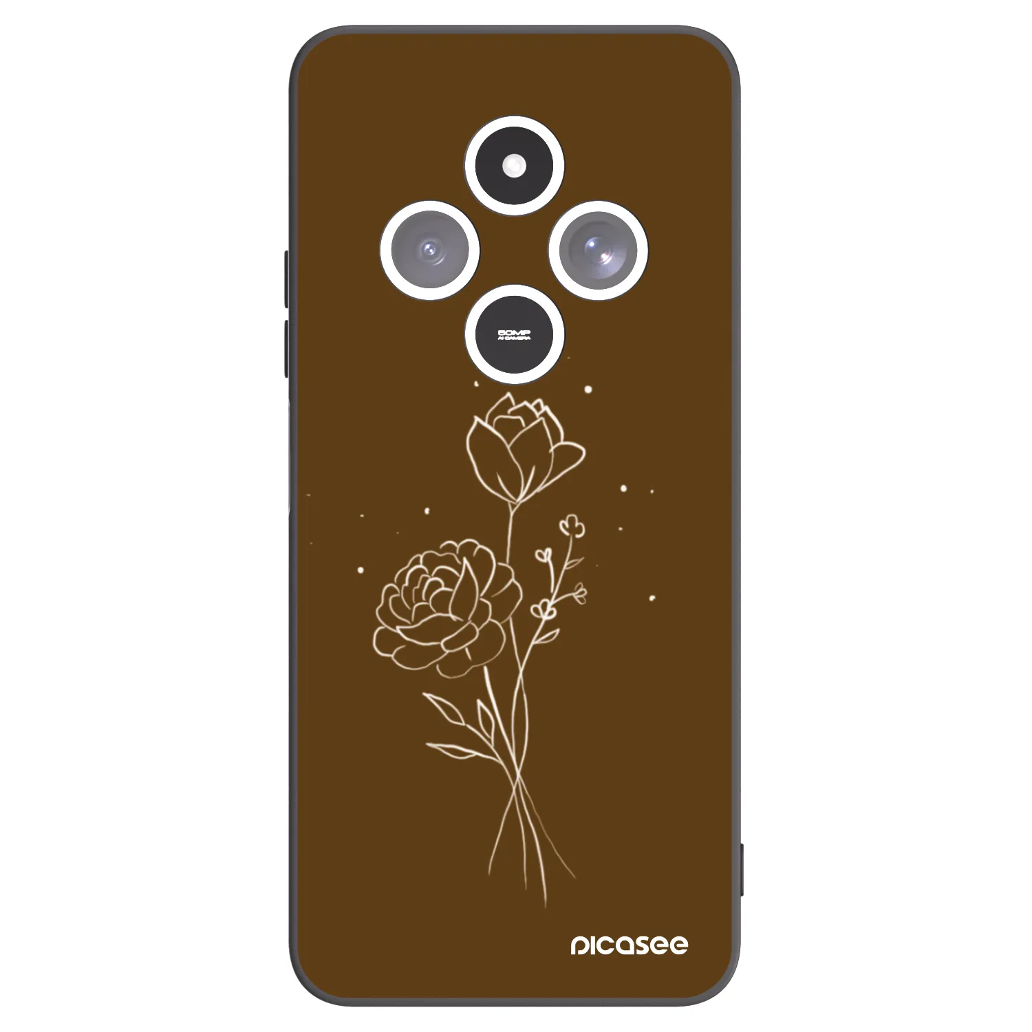 Picasee crna silikonska maskica za Xiaomi Redmi 14C - Brown flowers
