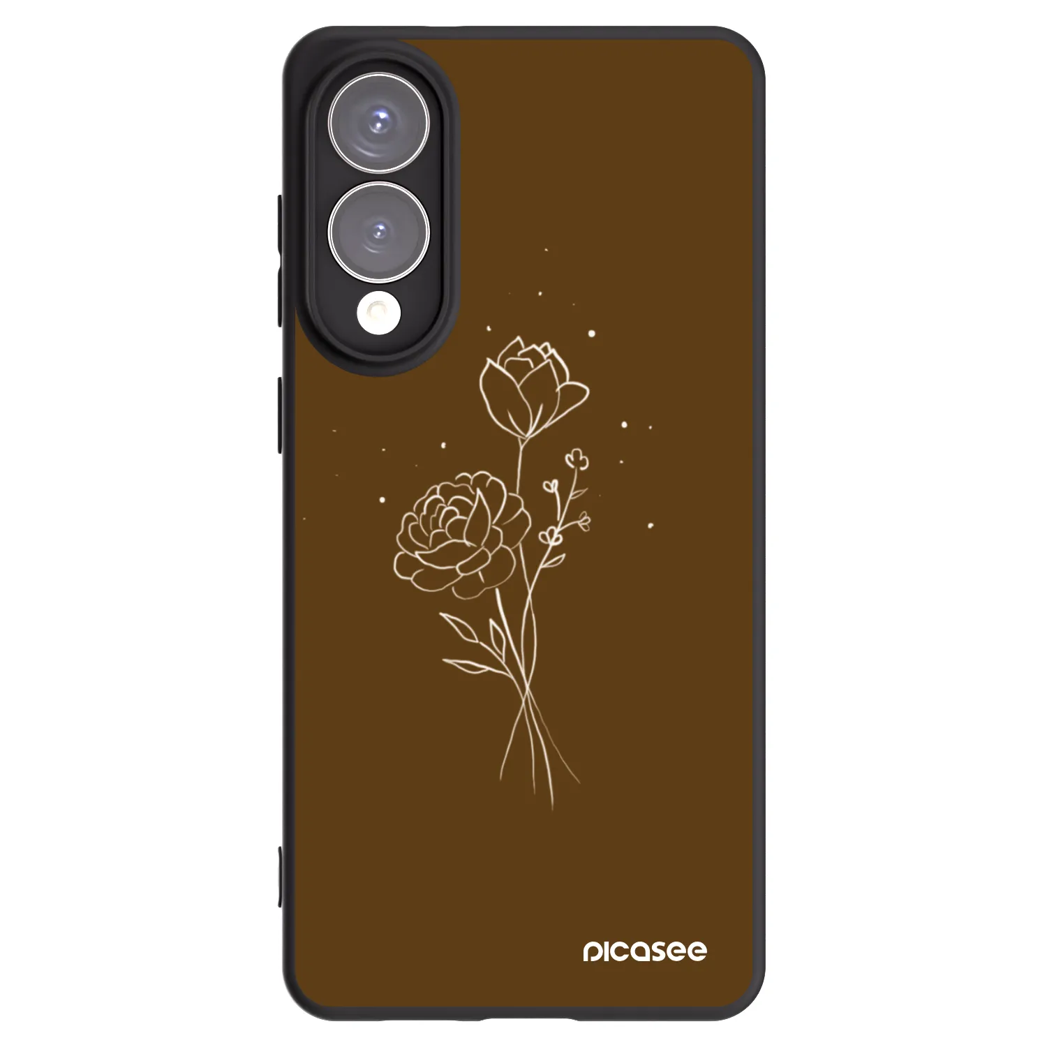 Picasee crna silikonska maskica za Samsung Galaxy S25 Edge 5G - Brown flowers