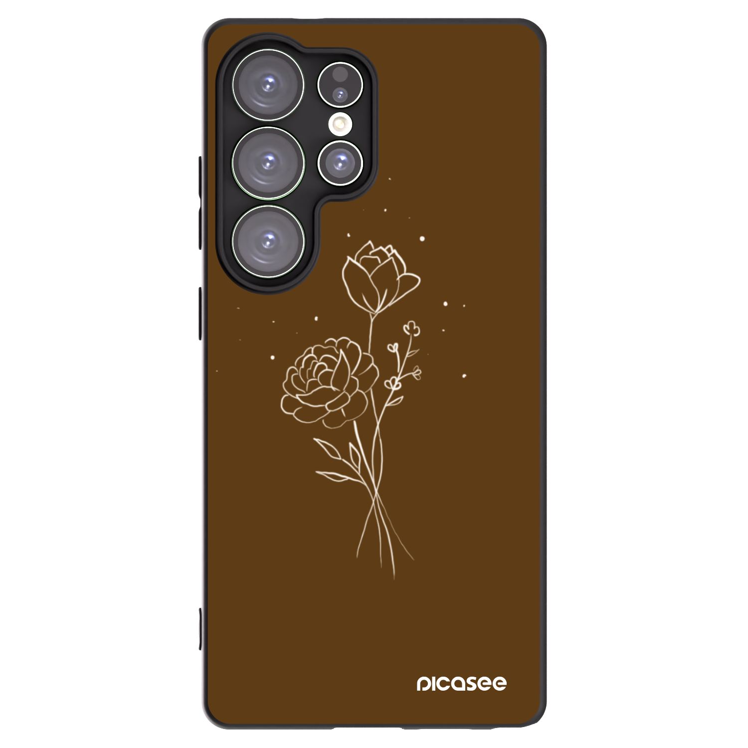 Picasee crna silikonska maskica za Samsung Galaxy S25 Ultra 5G - Brown flowers