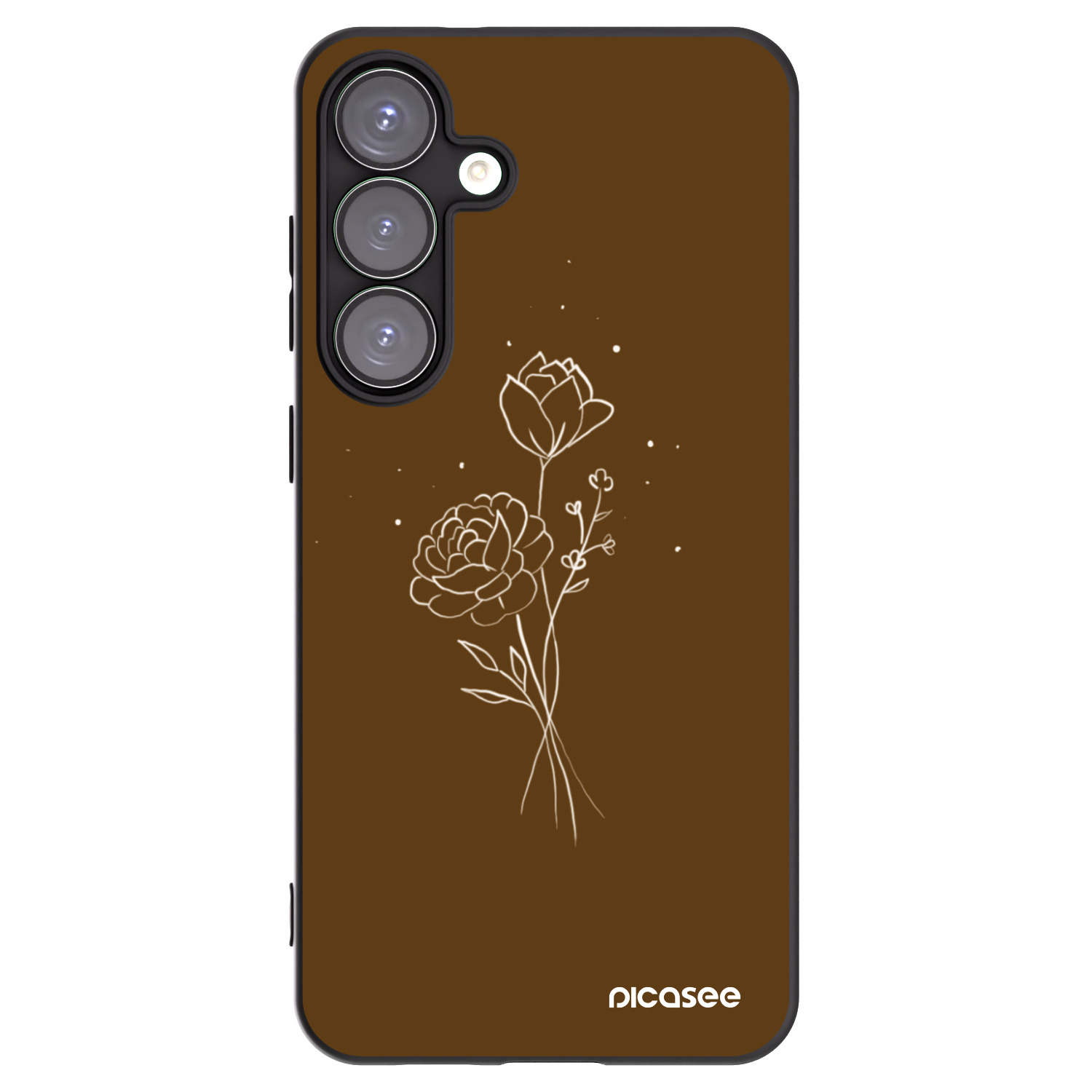 Picasee crna silikonska maskica za Samsung Galaxy S25+ 5G - Brown flowers