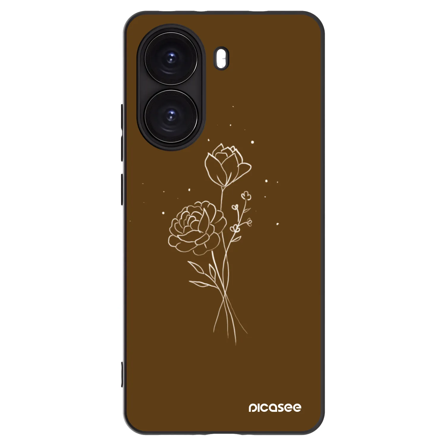 Picasee crna silikonska maskica za Xiaomi Poco X7 Pro 5G - Brown flowers