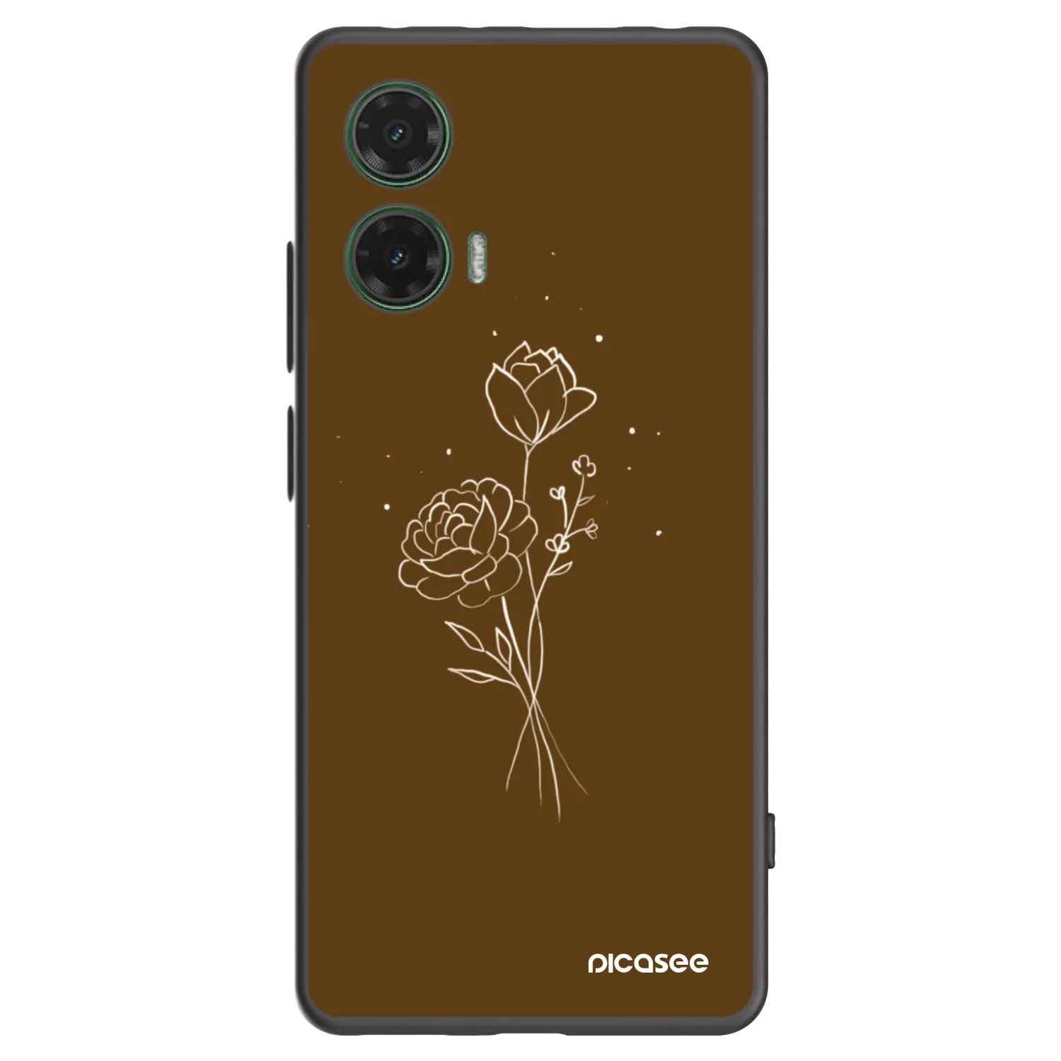Picasee crna silikonska maskica za Motorola Moto G35 5G - Brown flowers