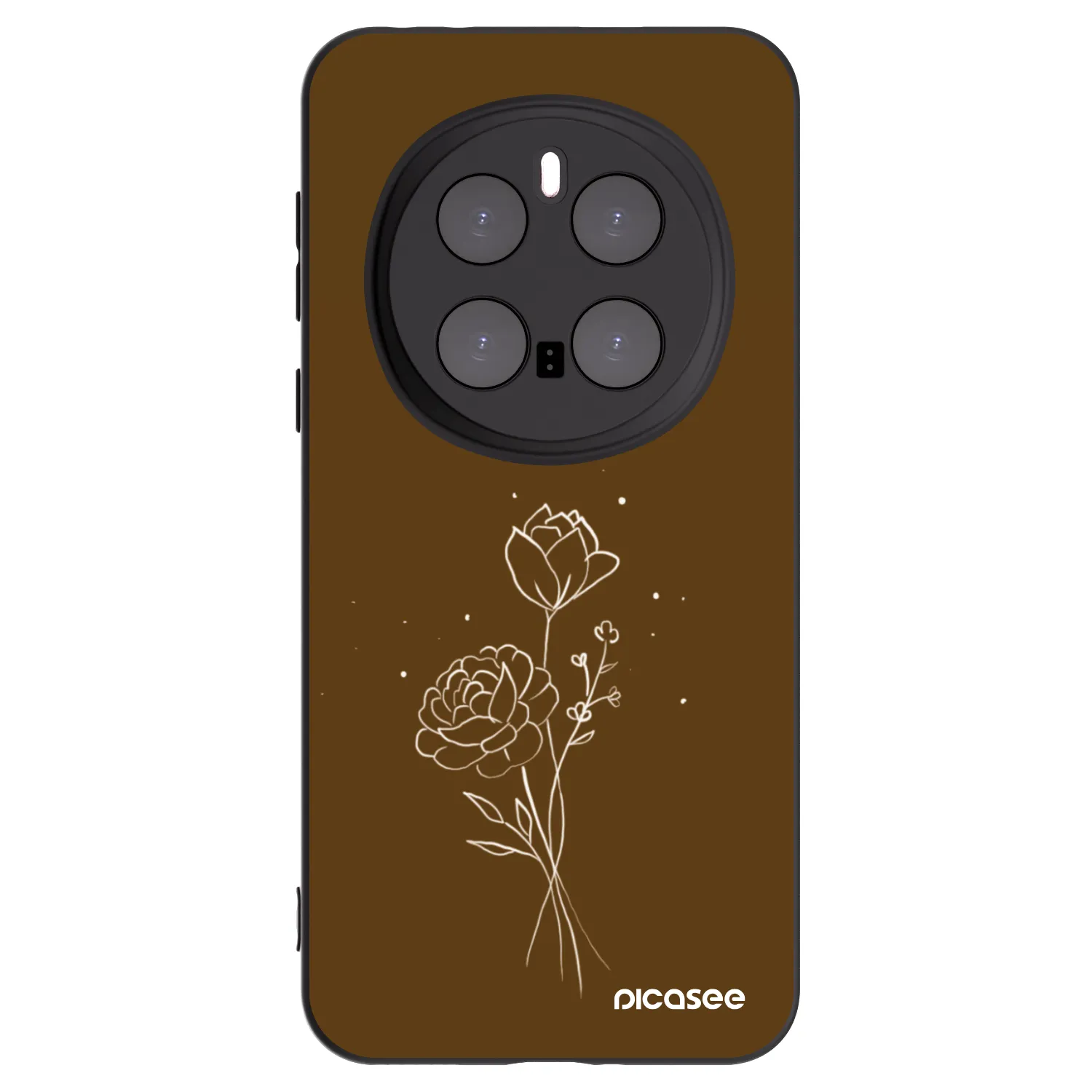 Picasee crna silikonska maskica za Honor Magic7 Pro 5G - Brown flowers