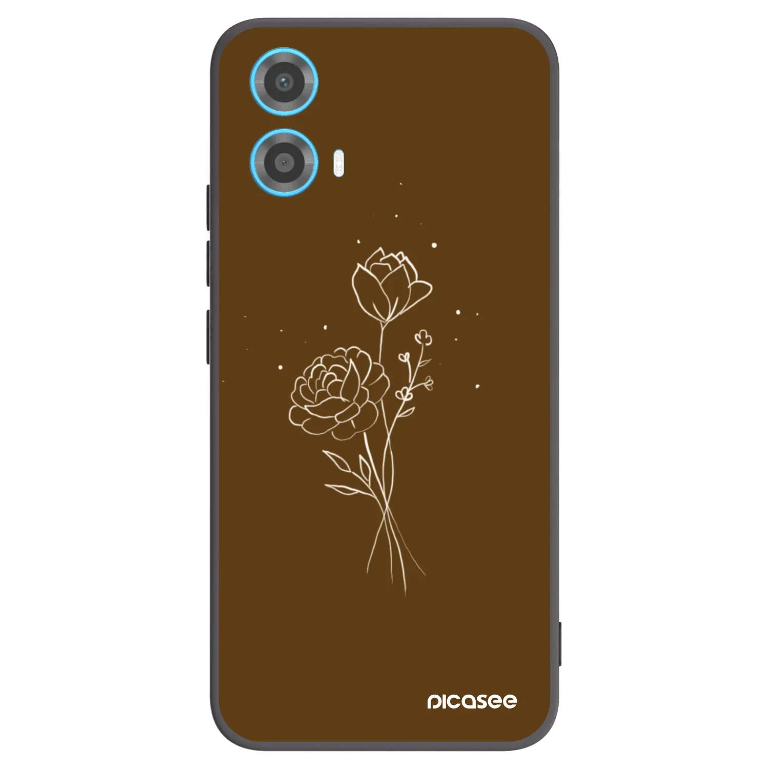 Picasee crna silikonska maskica za Motorola Moto G34 5G - Brown flowers