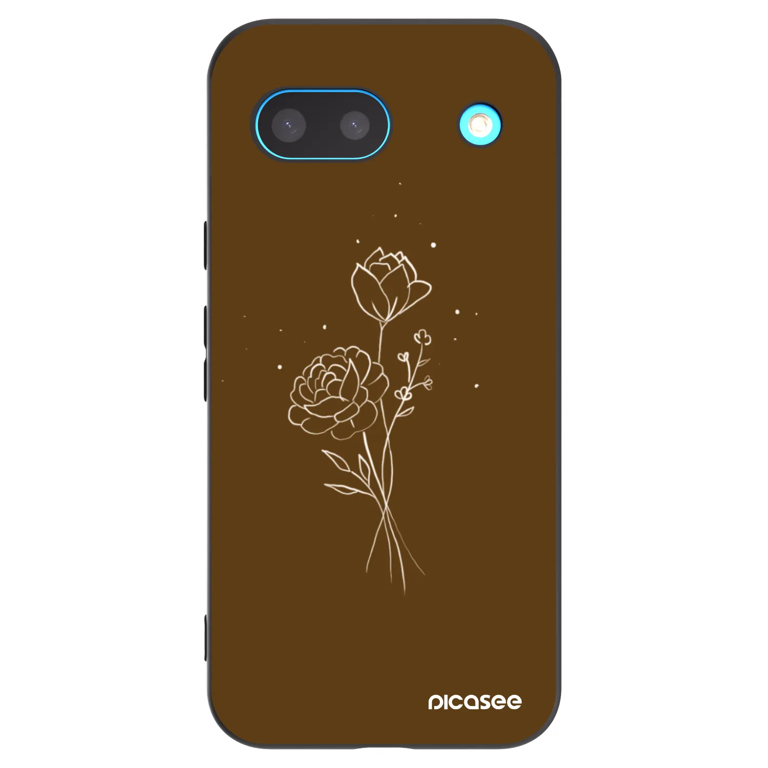Picasee crna silikonska maskica za Google Pixel 8a - Brown flowers