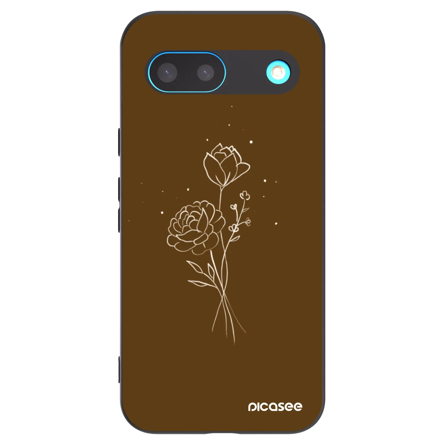 Picasee crna silikonska maskica za Google Pixel 8 - Brown flowers