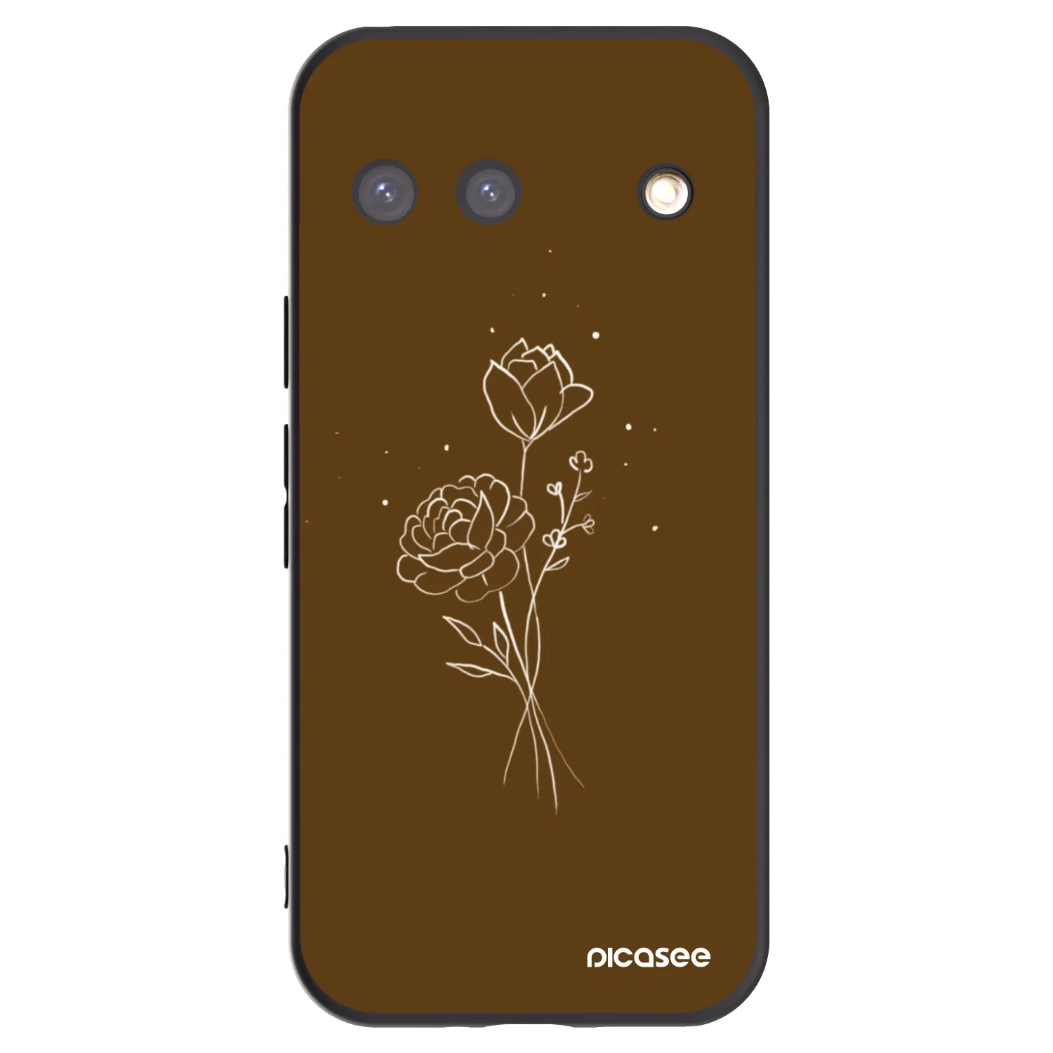 Picasee crna silikonska maskica za Google Pixel 9 - Brown flowers