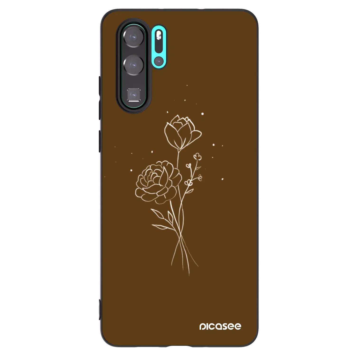 Picasee crna silikonska maskica za Huawei P30 Pro - Brown flowers