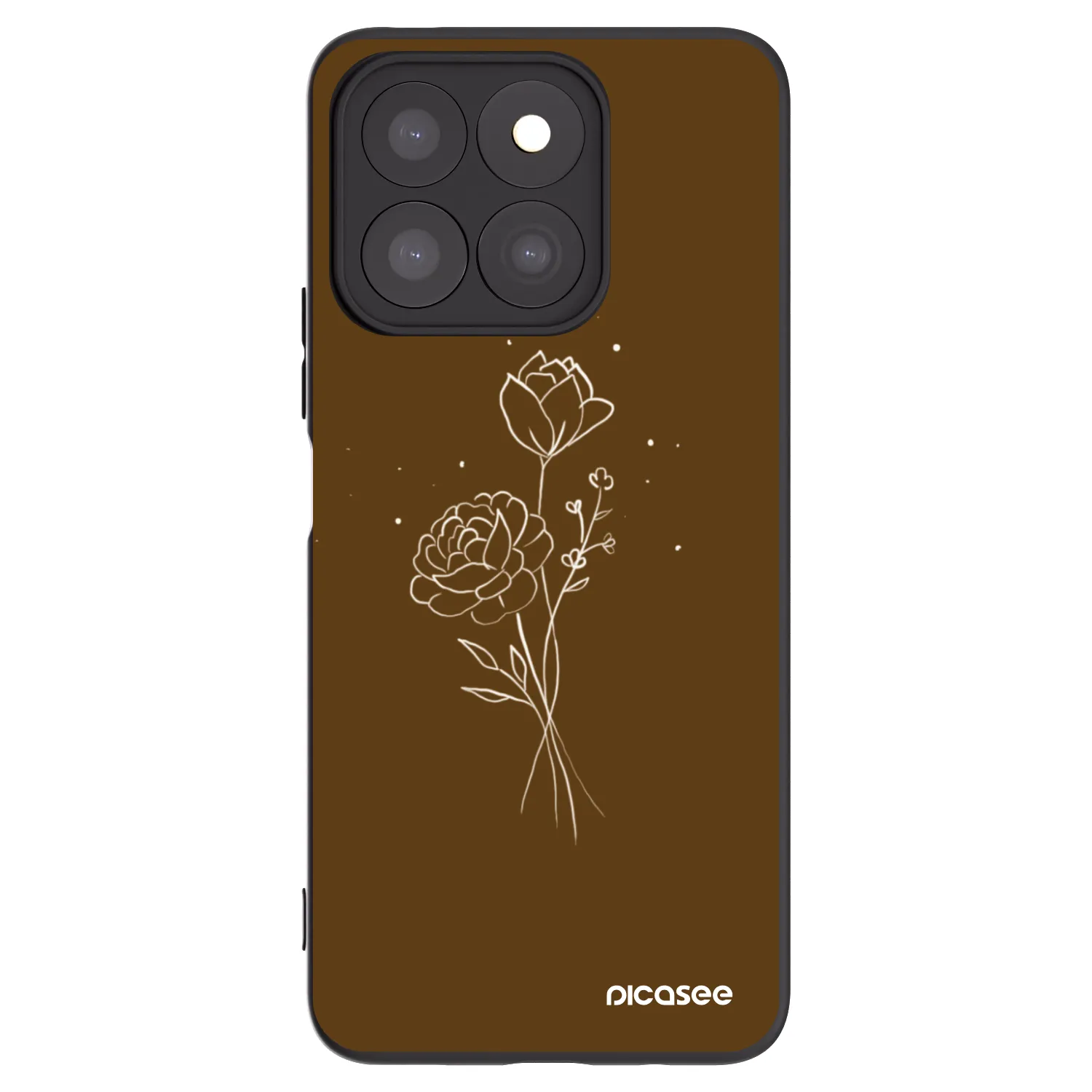 Picasee crna silikonska maskica za Honor X8c - Brown flowers