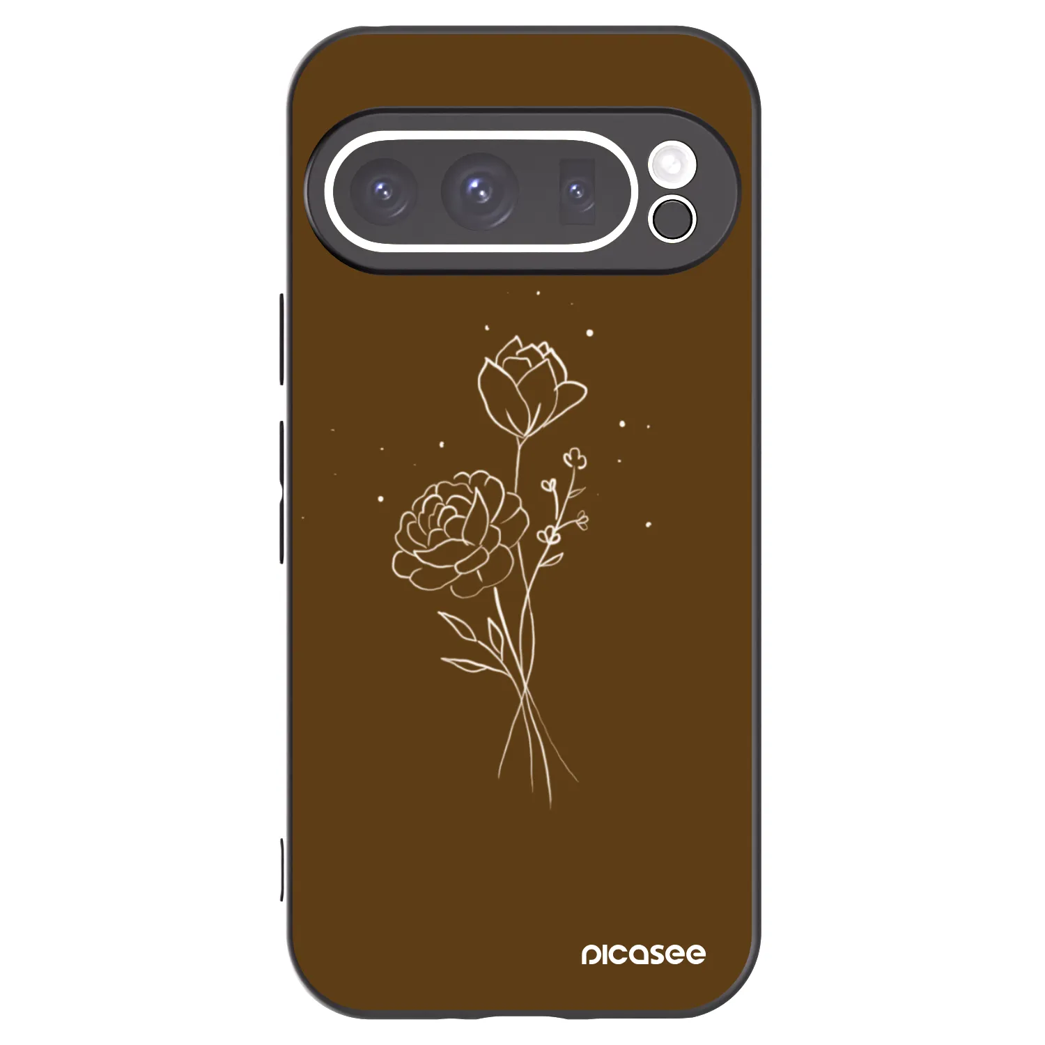 Picasee crna silikonska maskica za Google Pixel 9 Pro - Brown flowers