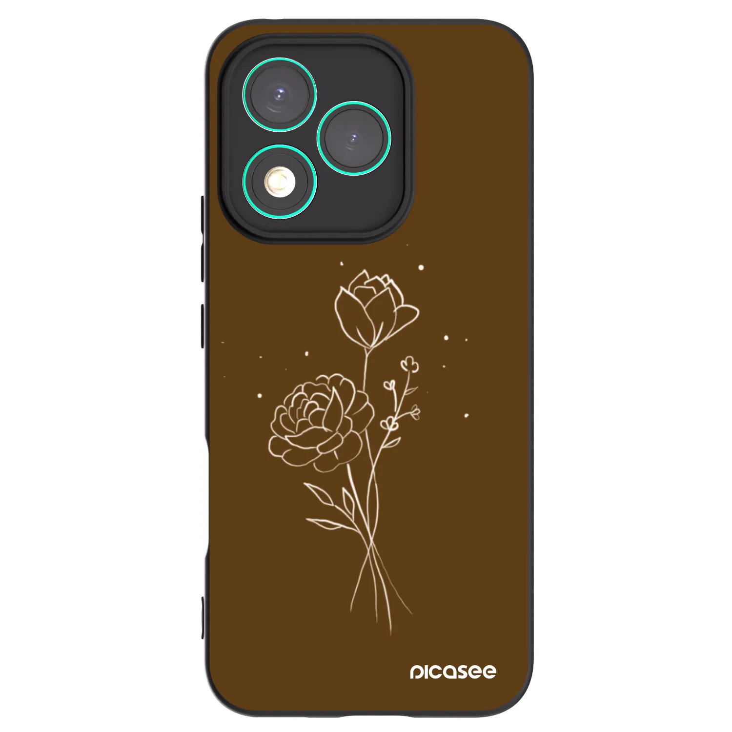 Picasee crna silikonska maskica za Honor 400 Lite 5G - Brown flowers