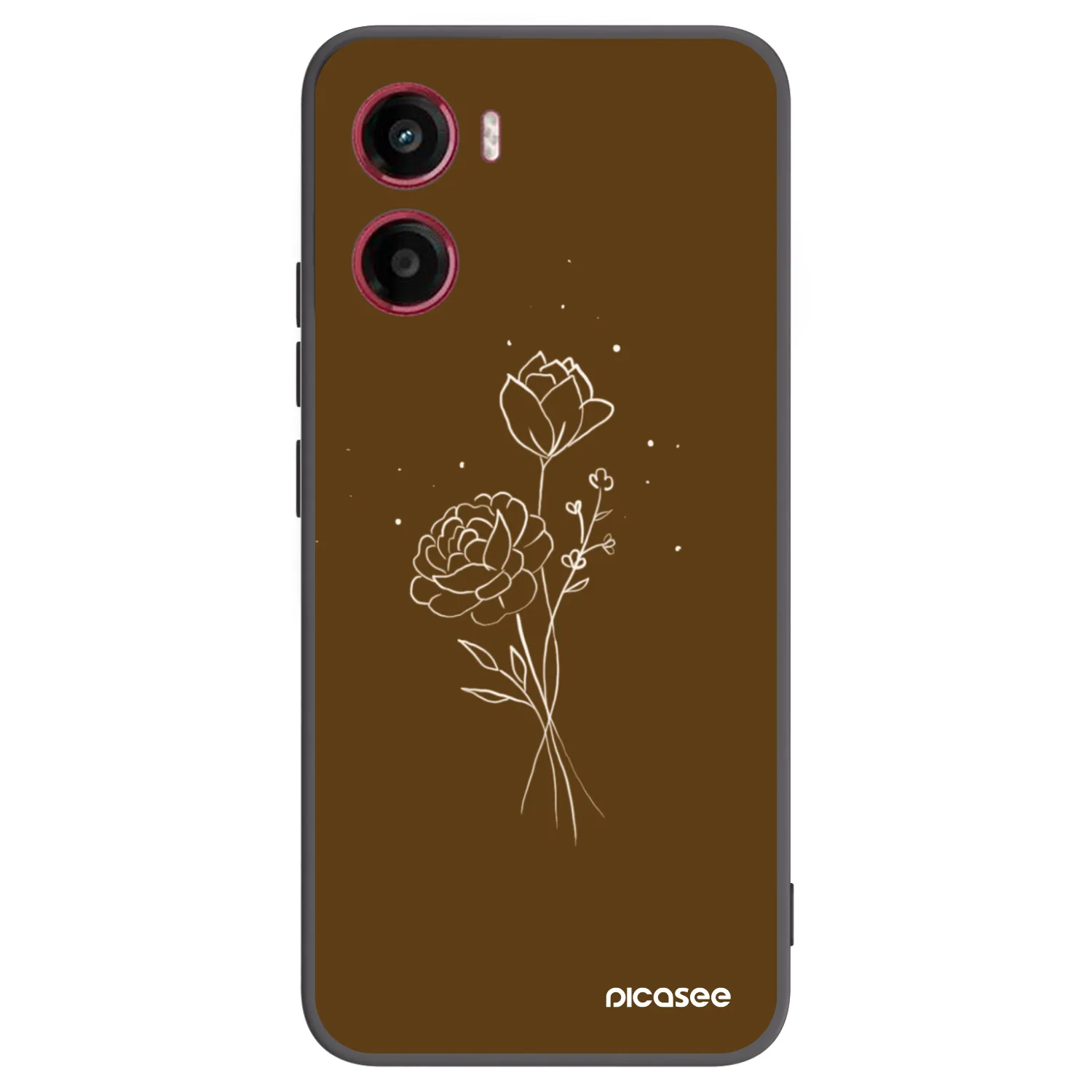 Picasee crna silikonska maskica za Motorola Moto G05 - Brown flowers