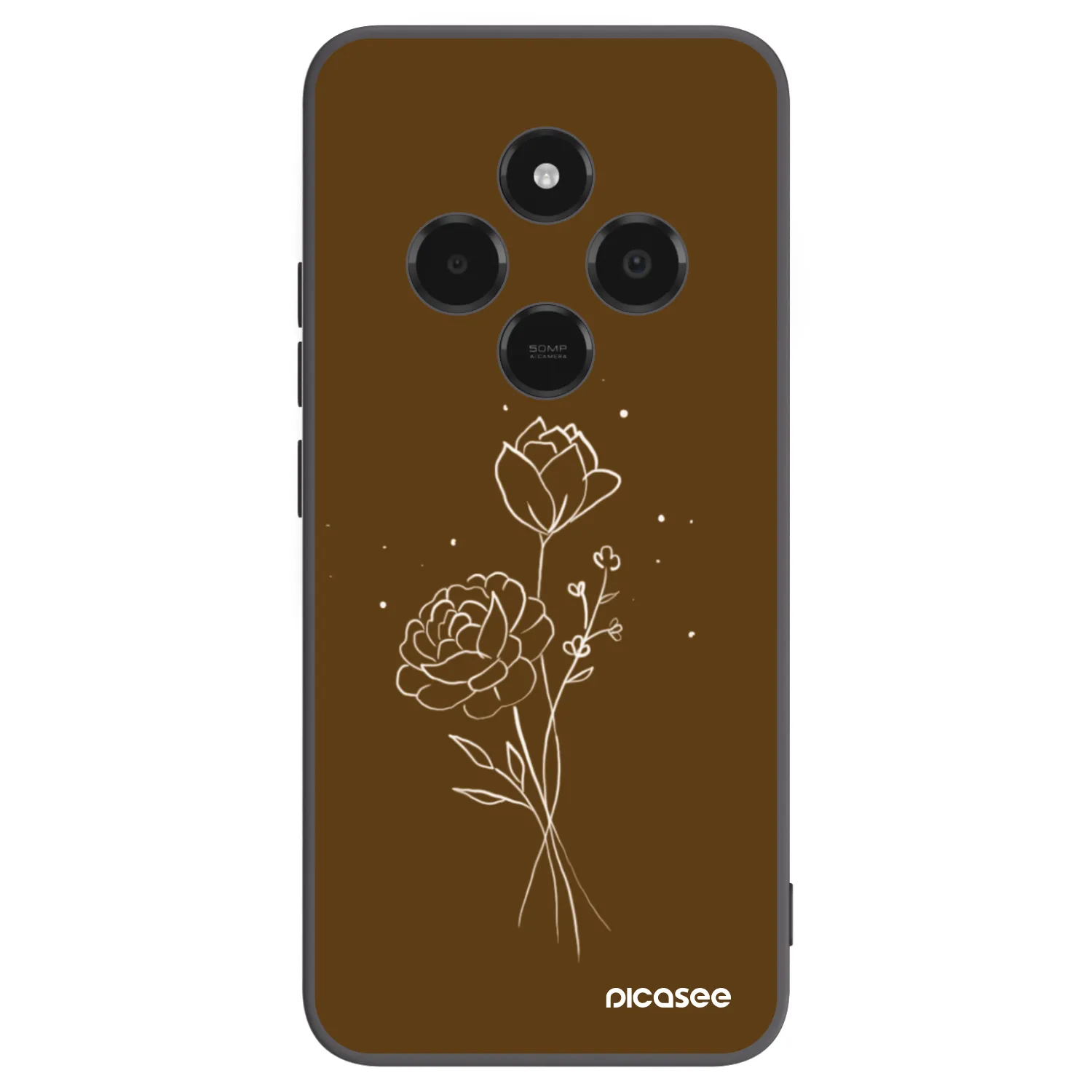 Picasee crna silikonska maskica za Xiaomi Poco C75 - Brown flowers