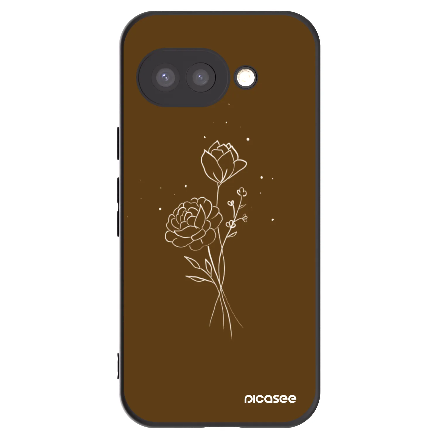 Picasee crna silikonska maskica za Google Pixel 9a - Brown flowers