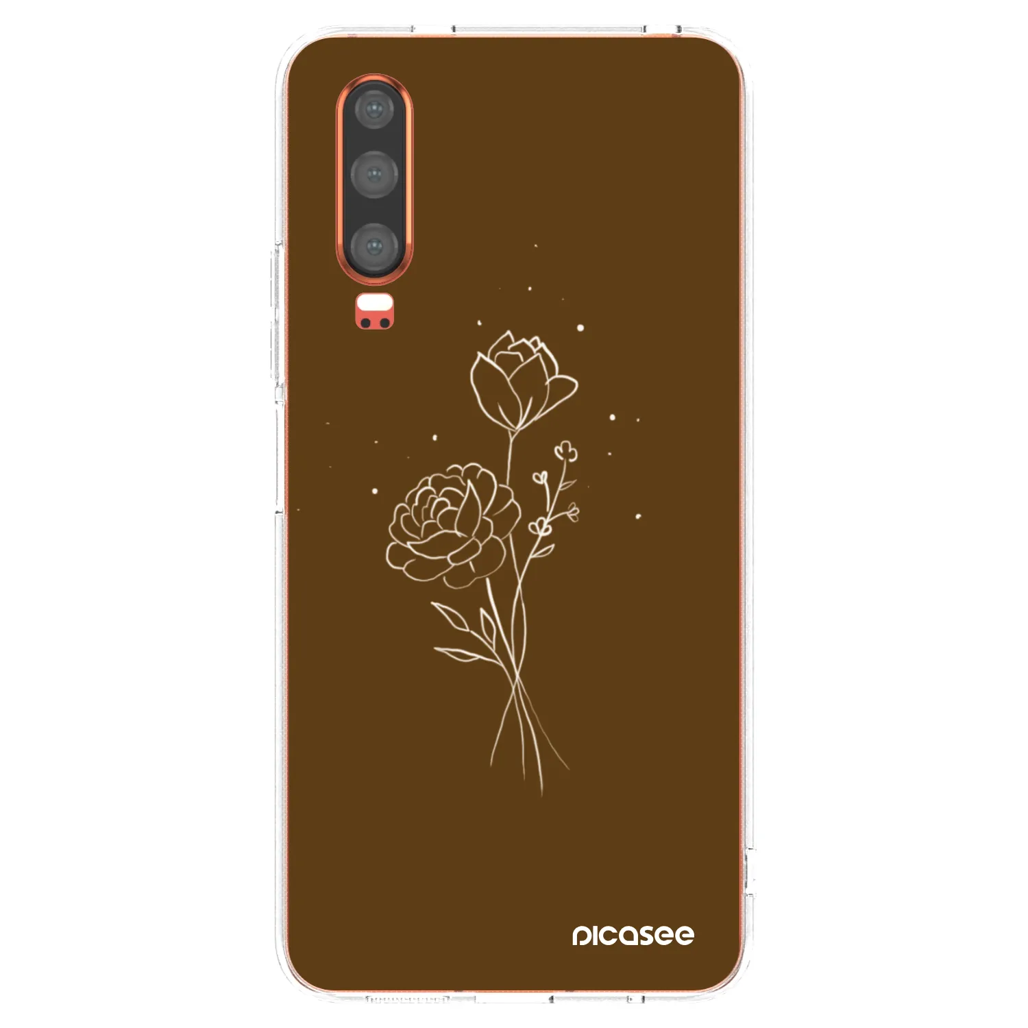 Picasee silikonska prozirna maskica za Huawei P30 - Brown flowers