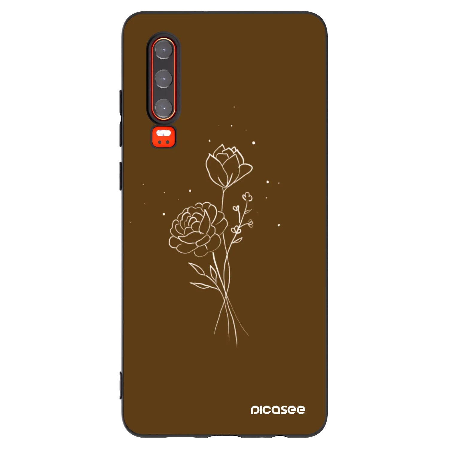Picasee crna silikonska maskica za Huawei P30 - Brown flowers